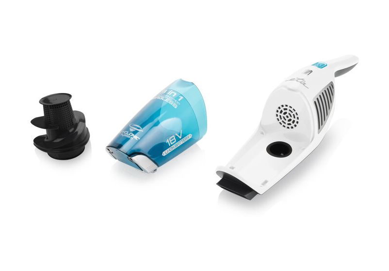Moneto Aqua Plus Handstaubsauger Beutellos bis 50 min Laufzeit 18 V HEPA (Schwarz, Blau, Transparent, Weiß) 