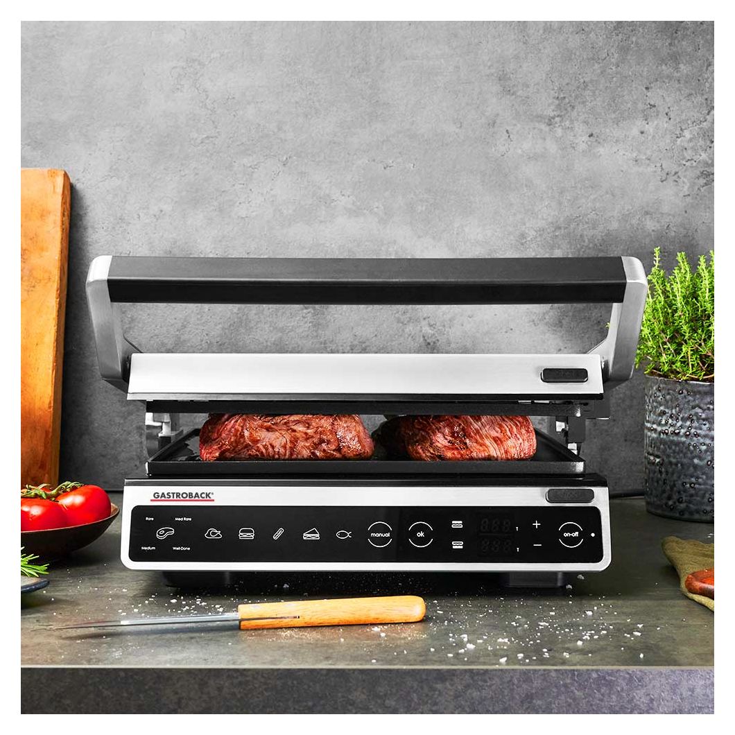 42542 Design BBQ Advanced Smart Kontaktgrill 2100 W mit 250 x 280 mm Fläche  (Schwarz, Edelstahl) 