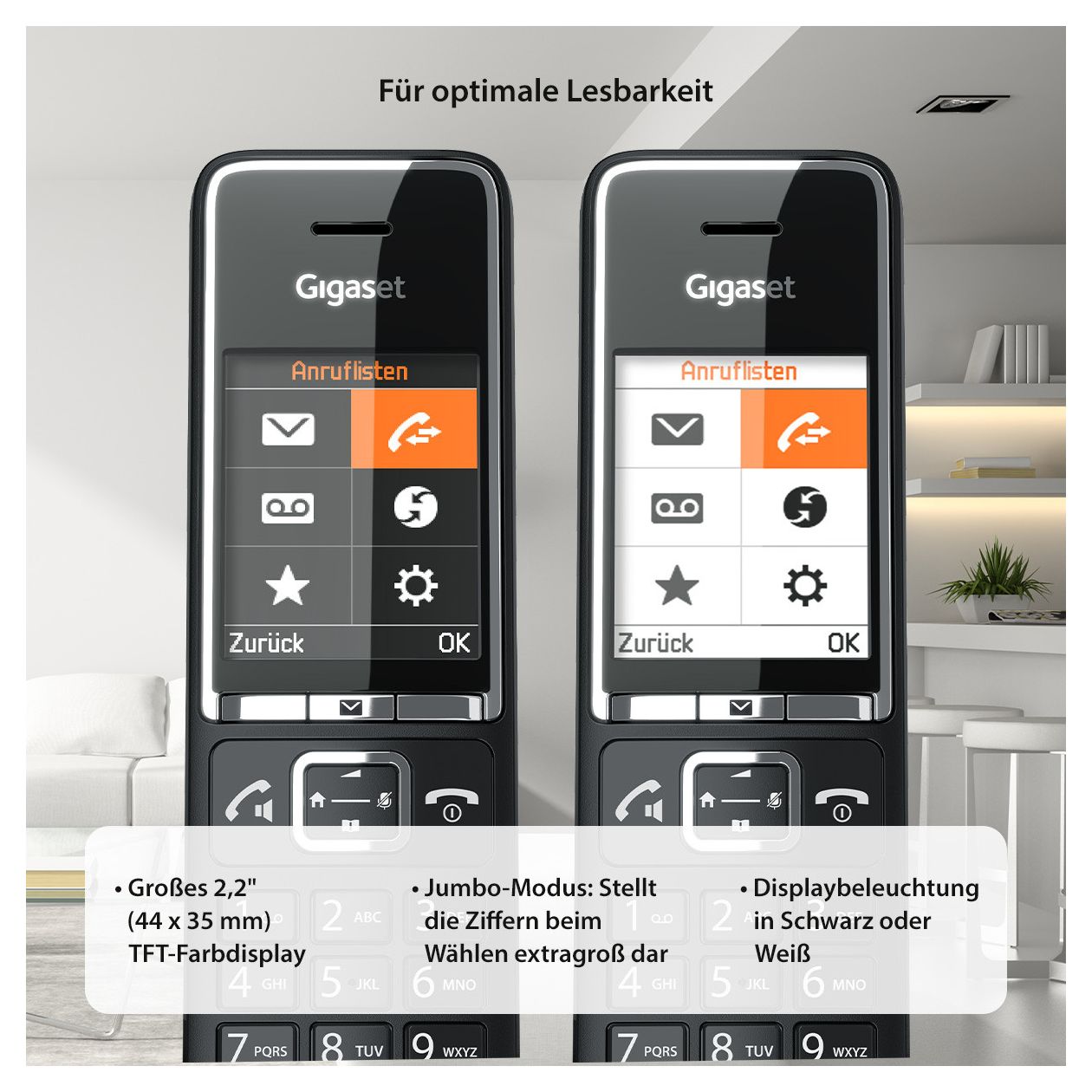 E560 Premium-Großtastentelefon Analoges/DECT-Telefon  (Schwarz) 