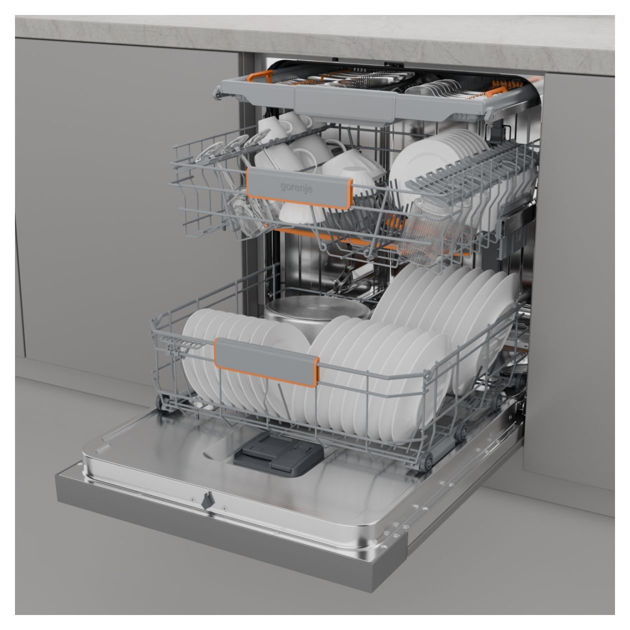 GI663A97X 60 cm Geschirrspüler teilintegriert (ohne Front) Sehr leise 16 Maßgedecke aquaStop Funktion Auto Open 