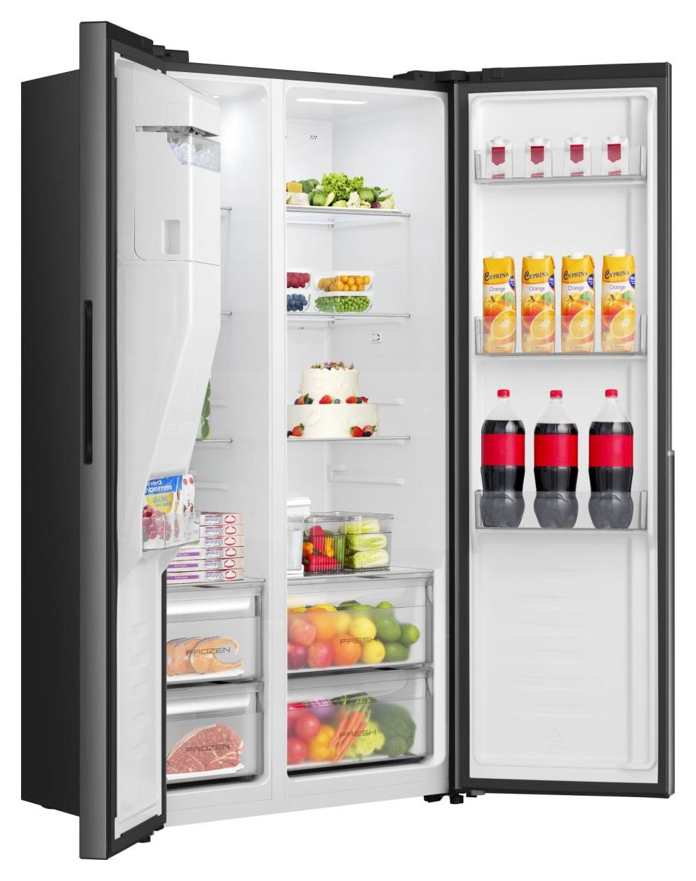 NRS917E61BX Side-by-Side Kühl-/ Gefrierkombination 347 l / 181 l 312 kWh NoFrost 1786 mm x 911 mm  (Schwarz, Edelstahl) 