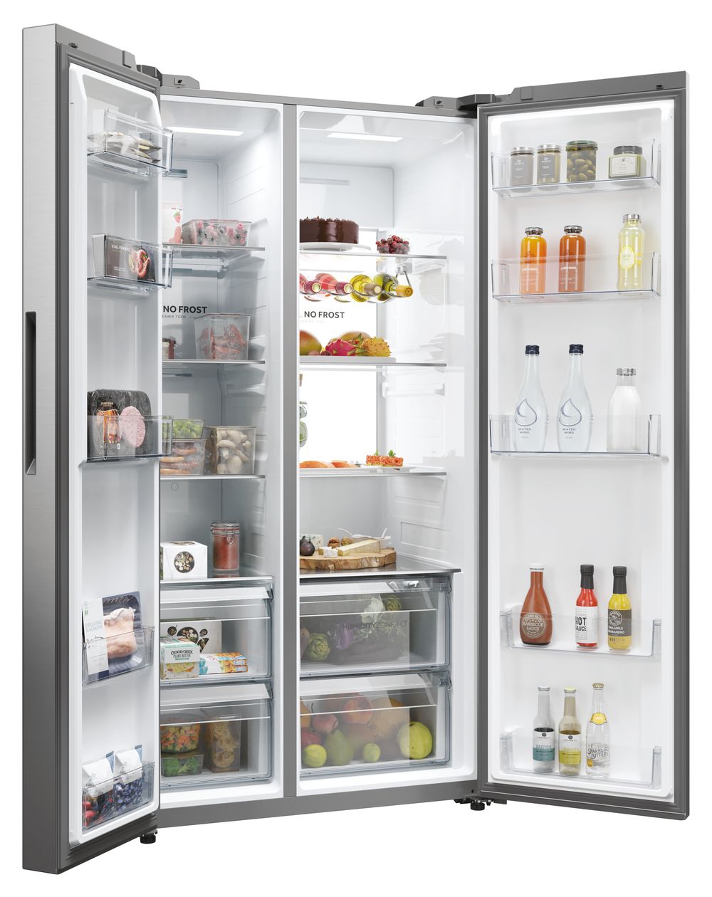 HSW79F18ANMM Side-by-Side Kühl-/ Gefrierkombination 391 l / 220 l 143 kWh NoFrost 1775 mm x 726 mm  (Platin, Edelstahl) 