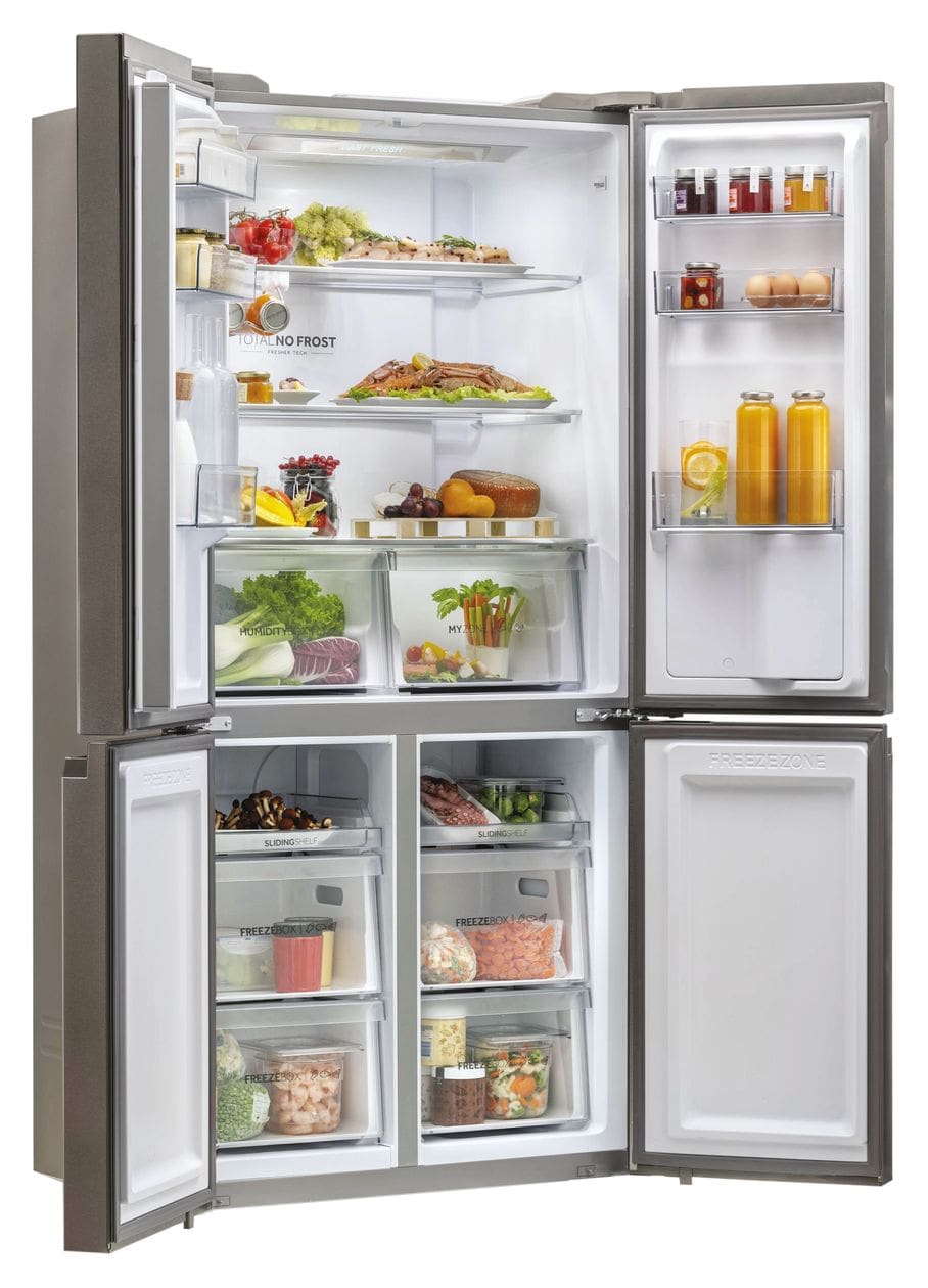 HTF-520WP7 Side-by-Side Kühl-/ Gefrierkombination 351 l / 174 l 360 kWh NoFrost 1900 mm x 908 mm  (Silber) 