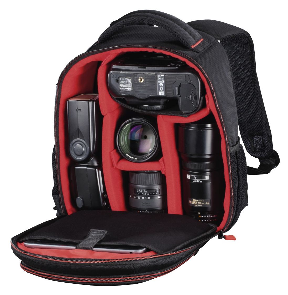 139856 Miami 150 Kamera-Rucksack für Universal 220 x 100 x 240 mm  (Schwarz/Rot) 