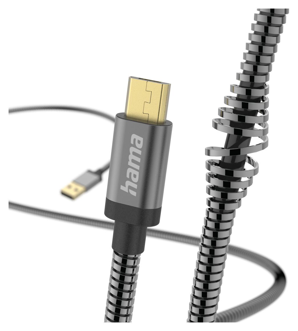 201549 Metall 0,48 Gbit/s Stecker USB A auf Micro-USB B 1,5 m  (Anthrazit) 