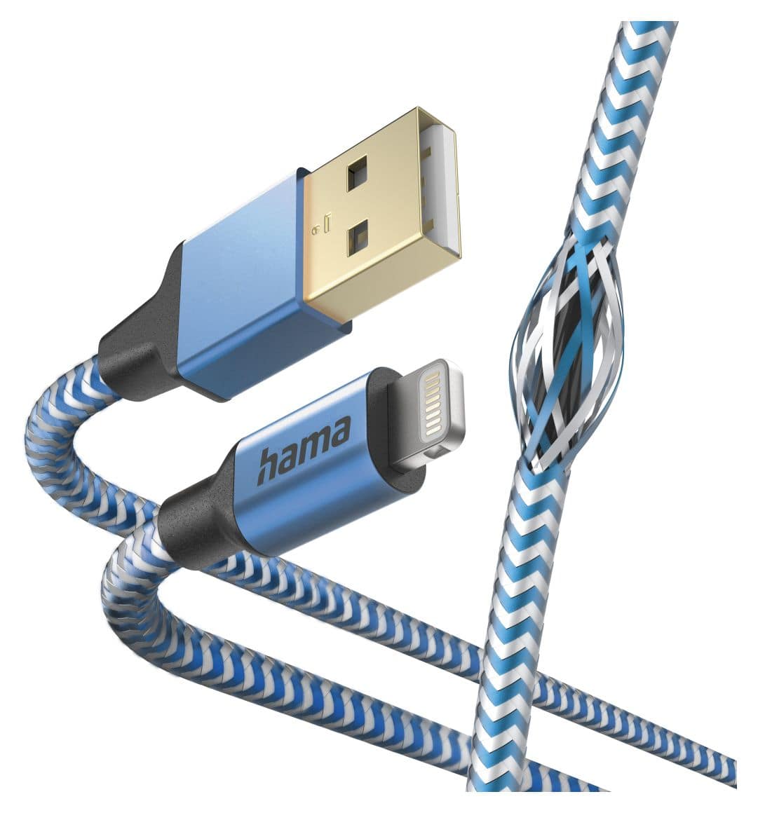 201553 Reflective Lightning auf USB A Männlich 1,5 m  (Blau) 