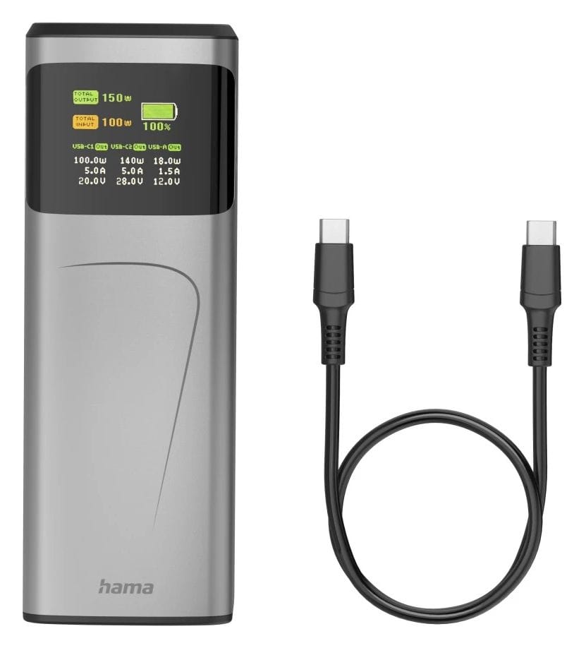 201742 Power Pack High Power 24000 mAh Powerbank USB Typ-C  (Grau) 