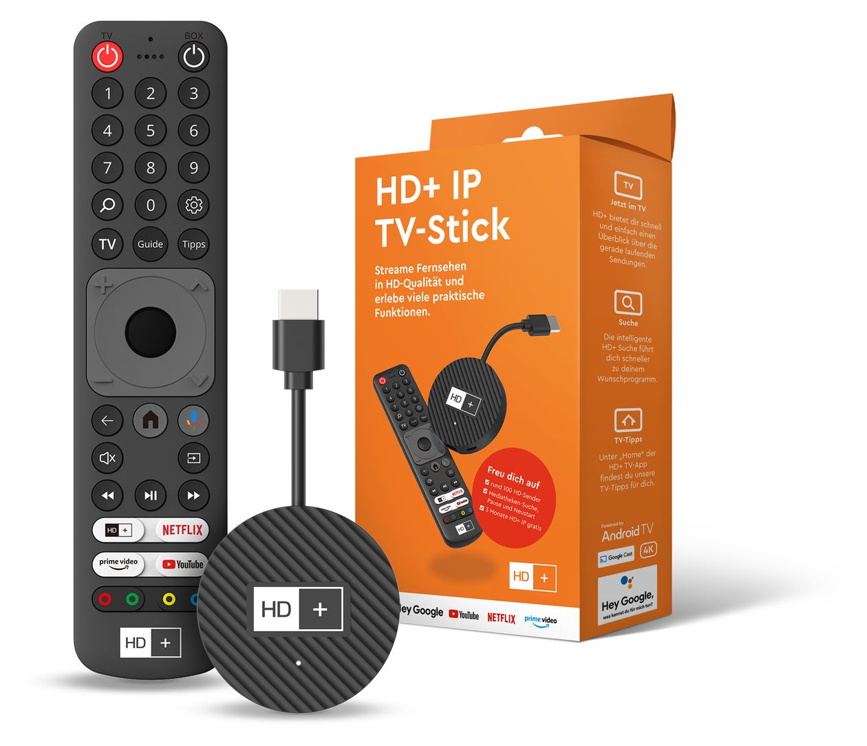 IP TV-Stick inkl. HD+ IP für 3 Monate 4K Ultra HD Media Player 32 GB HDMI 