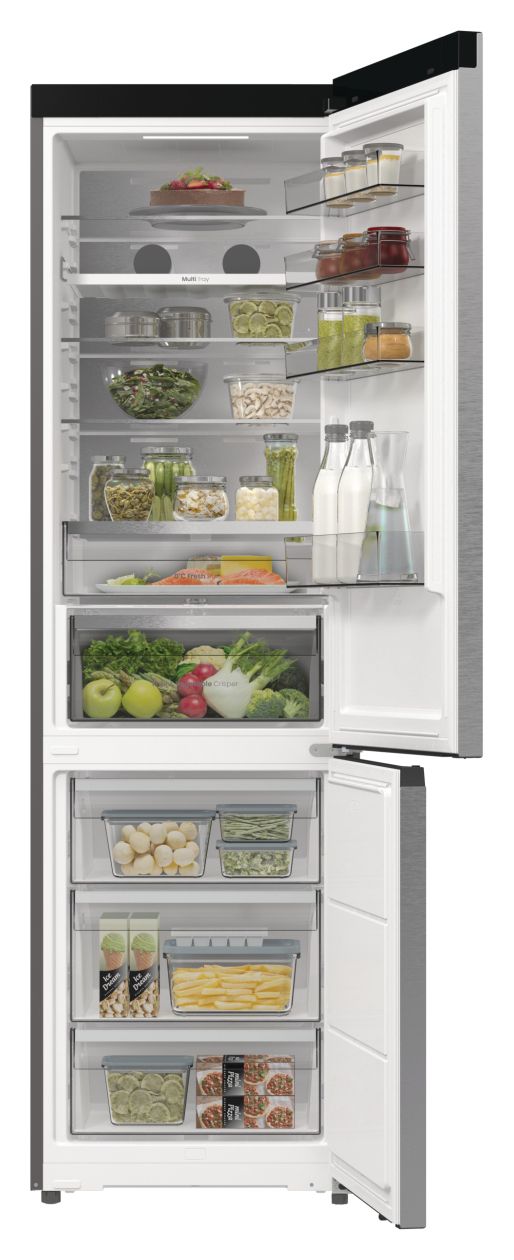 RB5P410SACA 253 l / 130 l Kühl-Gefrierkombi freistehend NoFrost 116,25 kWh Jahr (Grau, Edelstahl, Dunkles Grau) 