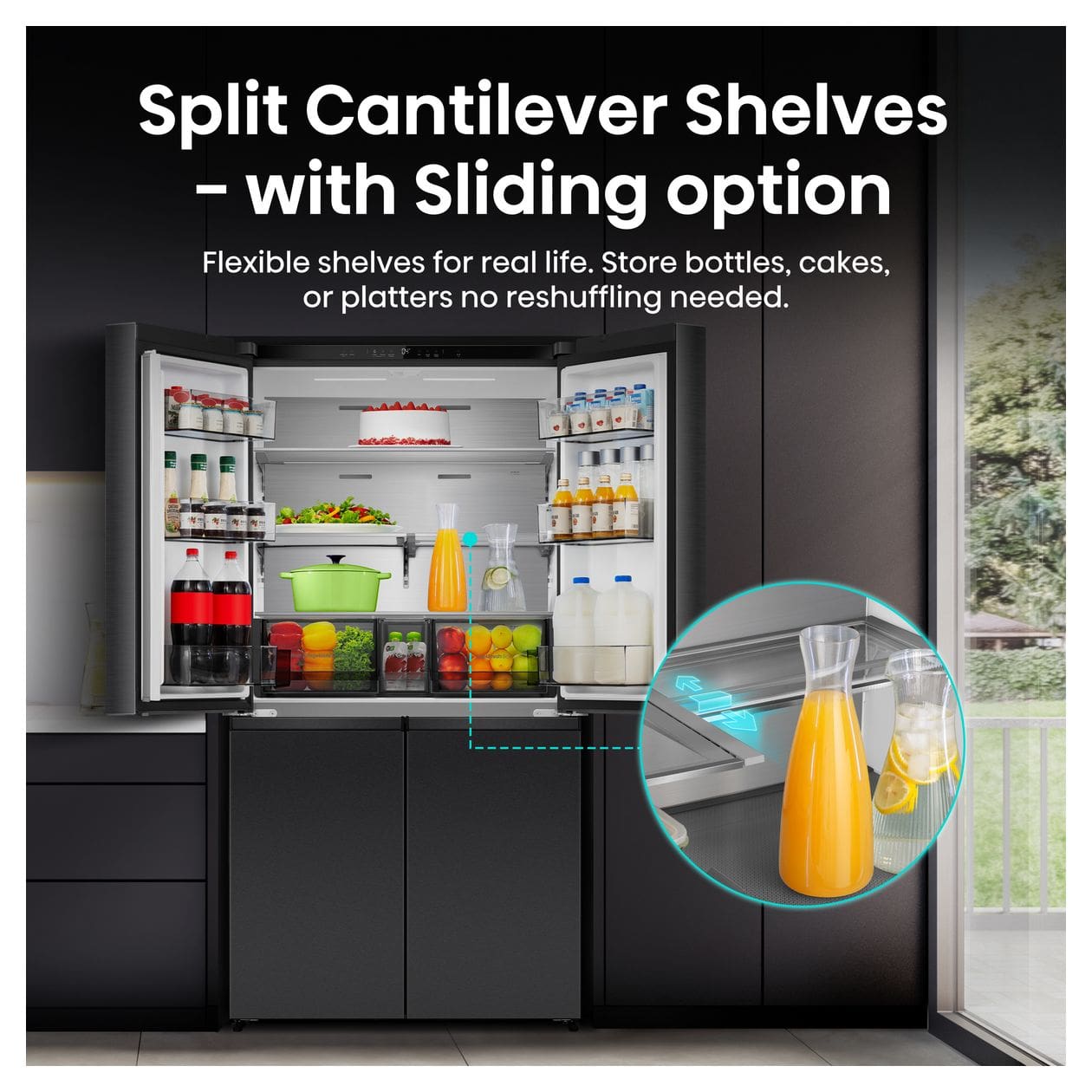RQ5P640SSKD Side-by-Side Kühl-/ Gefrierkombination 397 l / 250 l 277 kWh NoFrost 1790 mm x 910 mm  (Schwarz, Edelstahl) 