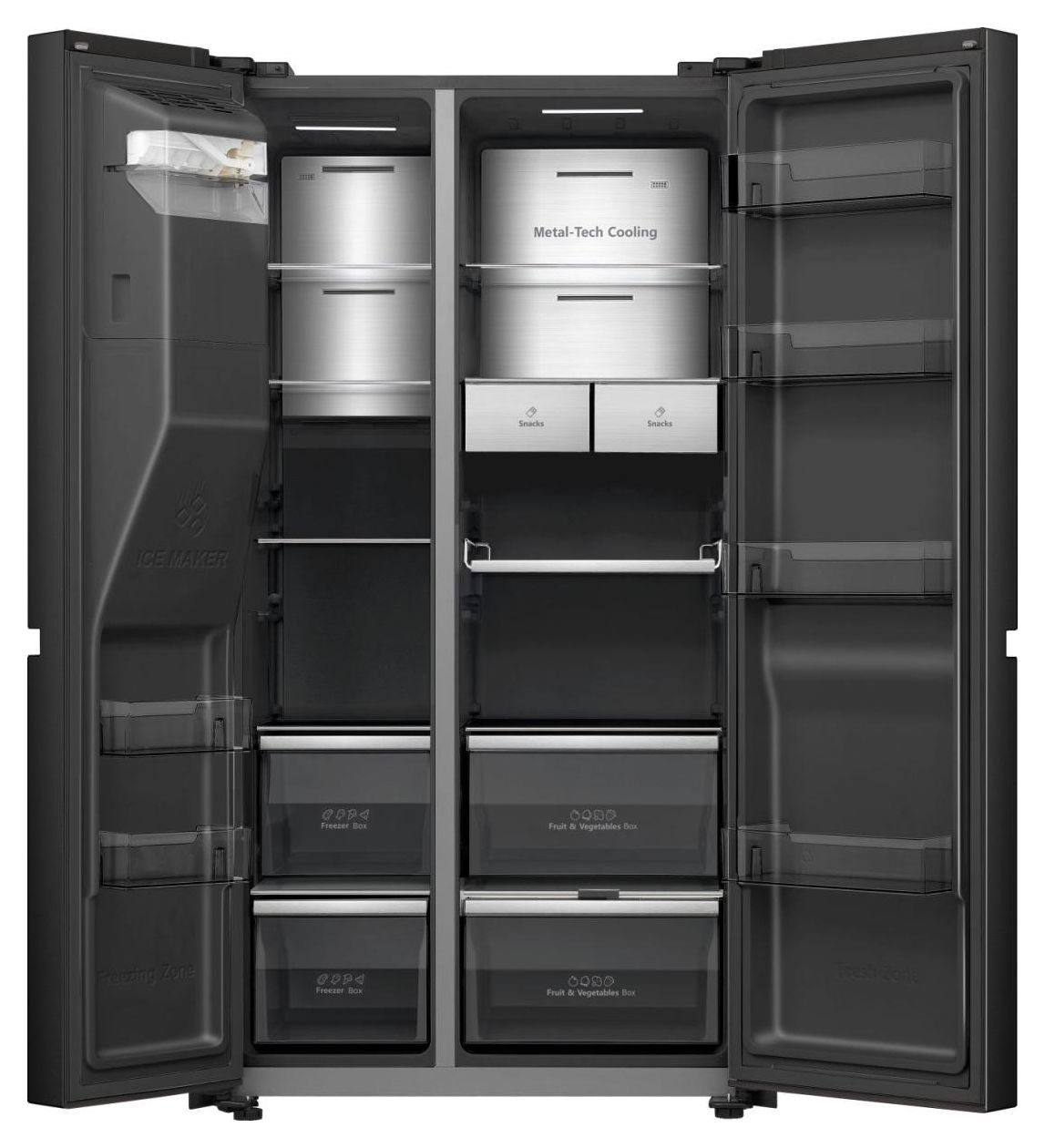 RS9P628GPFE Side-by-Side Kühl-/ Gefrierkombination 399 l / 200 l 343 kWh NoFrost 1790 mm x 910 mm  (Schwarz) 