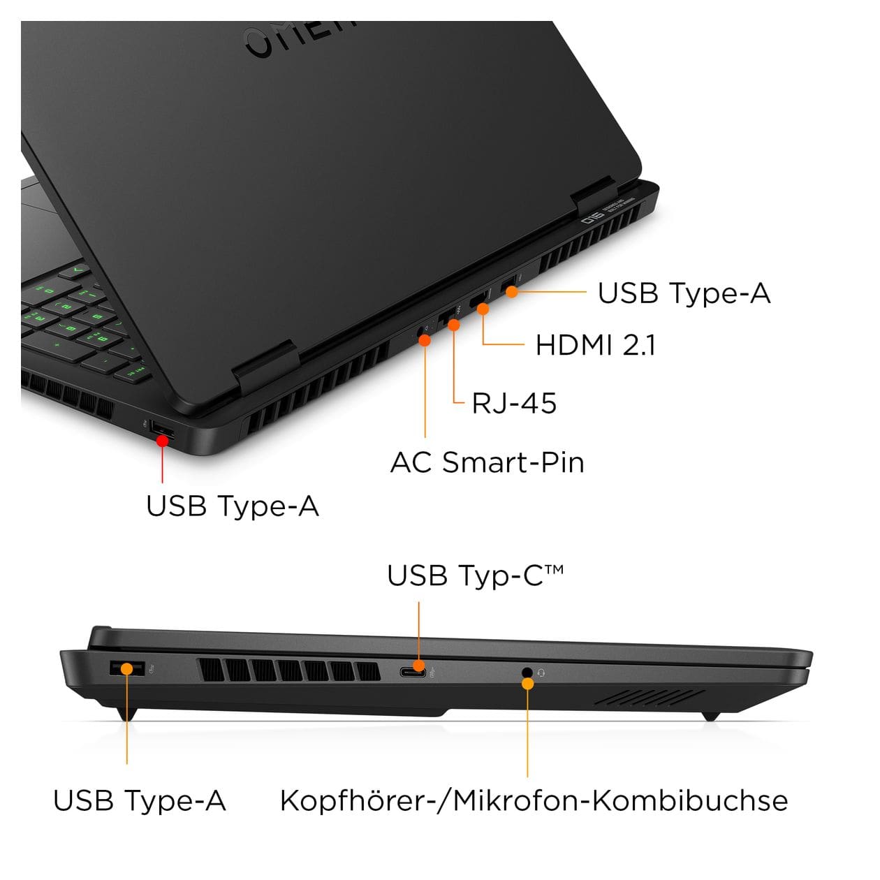 Omen 16-am0677ng 2K Ultra HD Notebook 40,6 cm (16 Zoll) 1920 x 1200 Pixel 1 TB SSD Windows 11 Home Intel® Core™ i7 max. 5,2 GHz  (Schwarz) 
