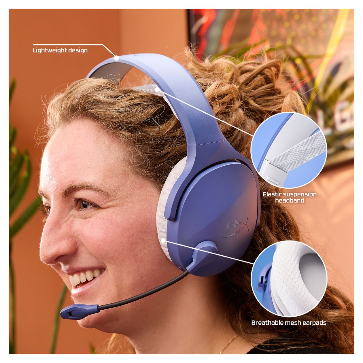 Cloud Jet Wireless Gaming-Headset Over Ear Bluetooth Kopfhörer kabellos USB Typ-A  (Blau) 