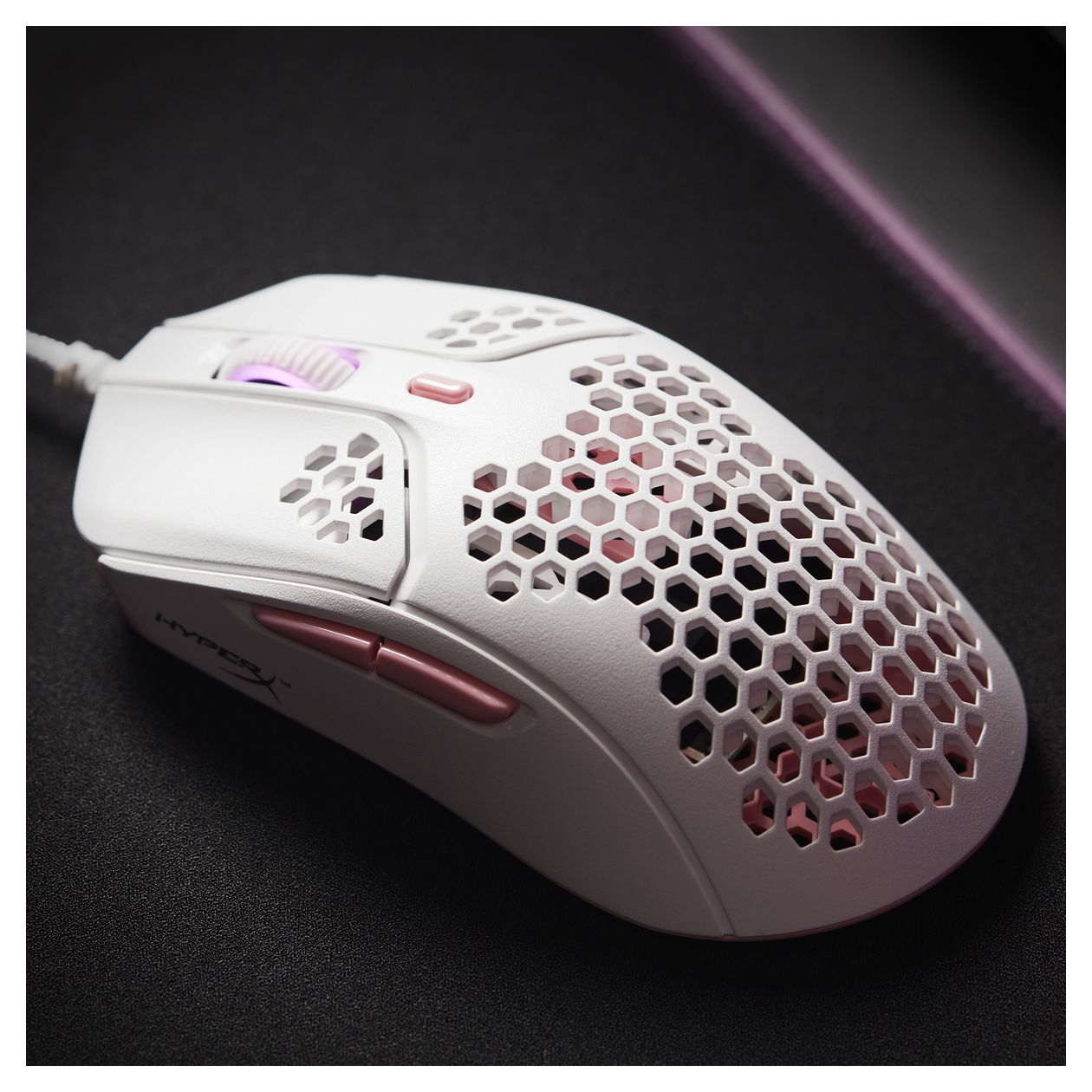 HyperX Pulsefire Haste 3200 DPI Gaming Maus Optisch  (Pink, Weiß) 