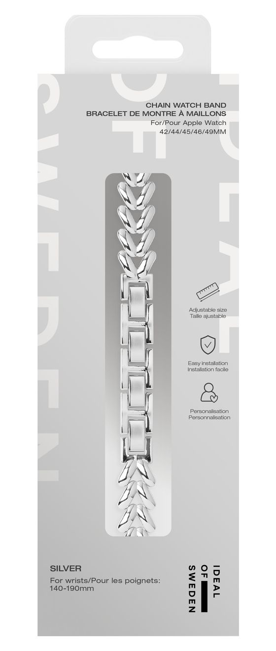 Delicate Chain Watch Band Armband 10 mm Apple Watch 42/44/45/46/49  (Silber) 