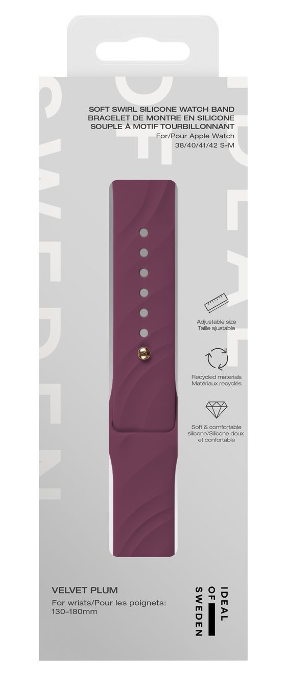 Soft Swirl Silicone Watch Band Armband 20 mm Apple Watch 38/40/41/42 (Series10) - S/M  (Violett) 