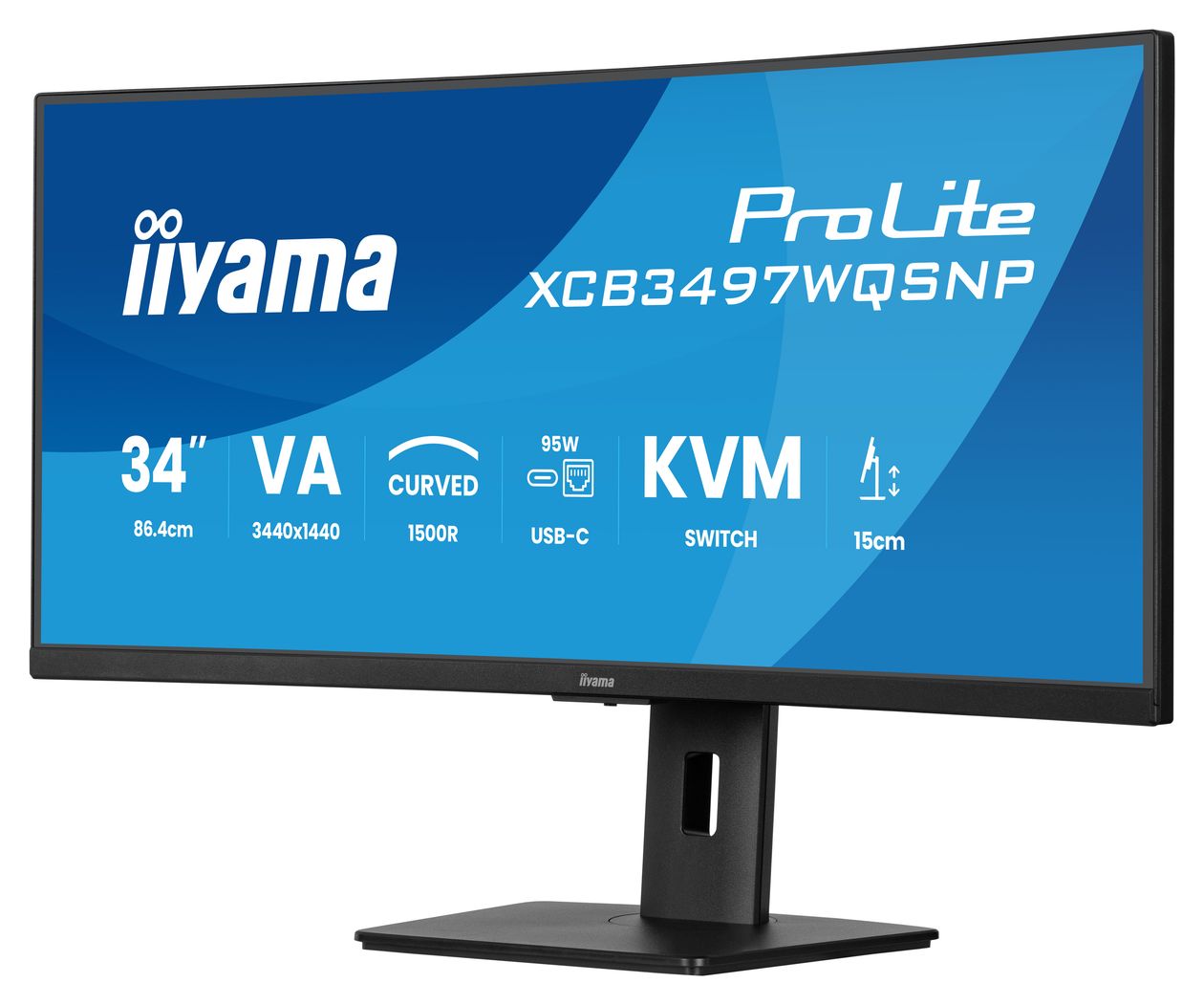 ProLite XCB3497WQSNP-B1 Quad HD Monitor 86,4 cm (34 Zoll) 21:9 350 cd/m²  (Schwarz) 