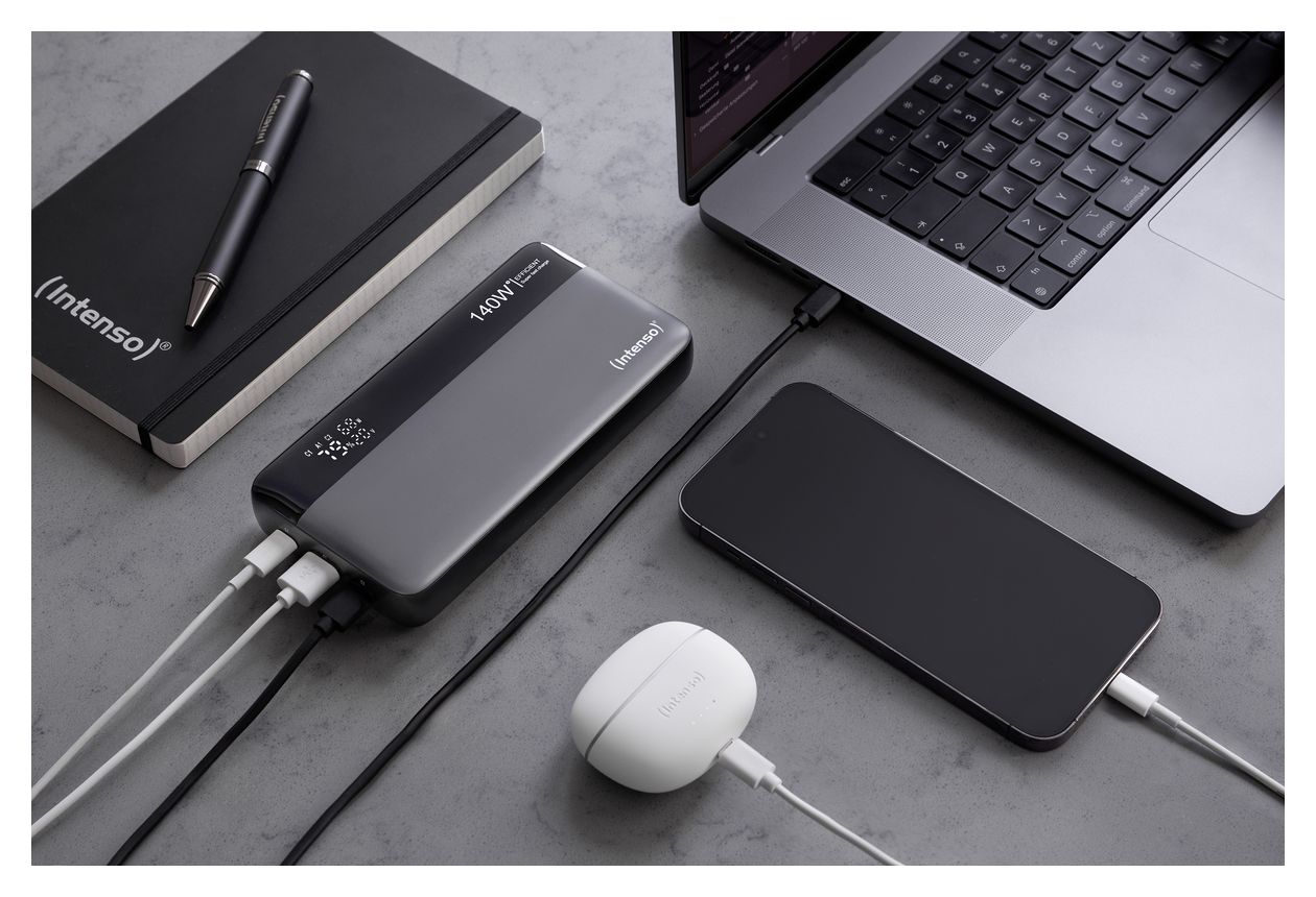 HE 25000 mAh Powerbank  (Schwarz, Grau) 