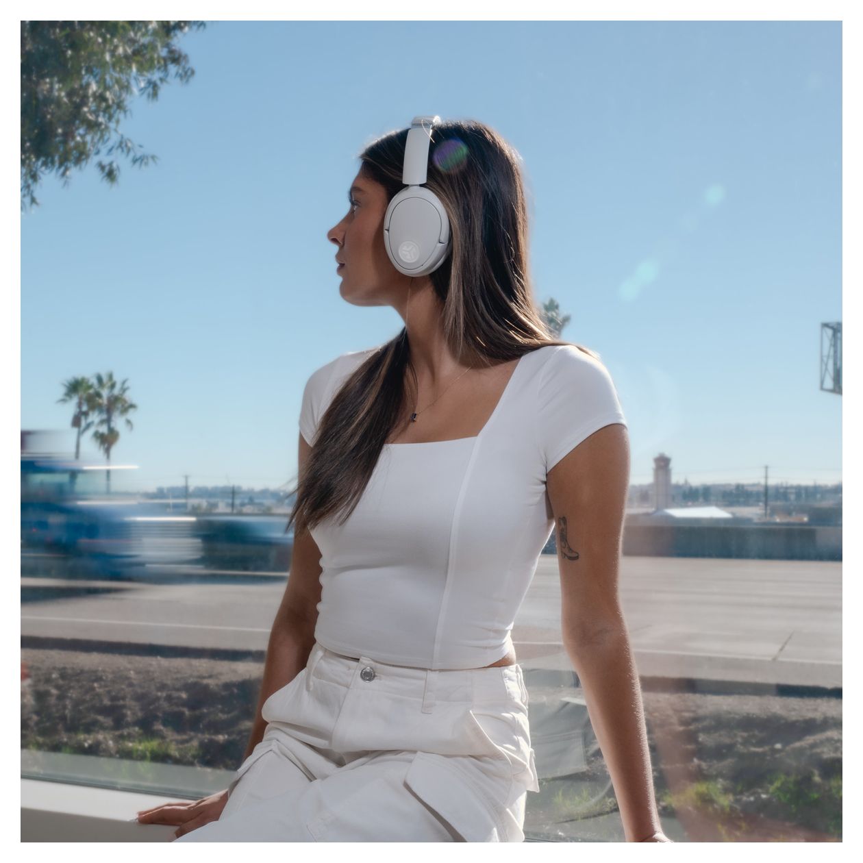 Lux ANC Over Ear Bluetooth Kopfhörer kabellos  (Weiß) 