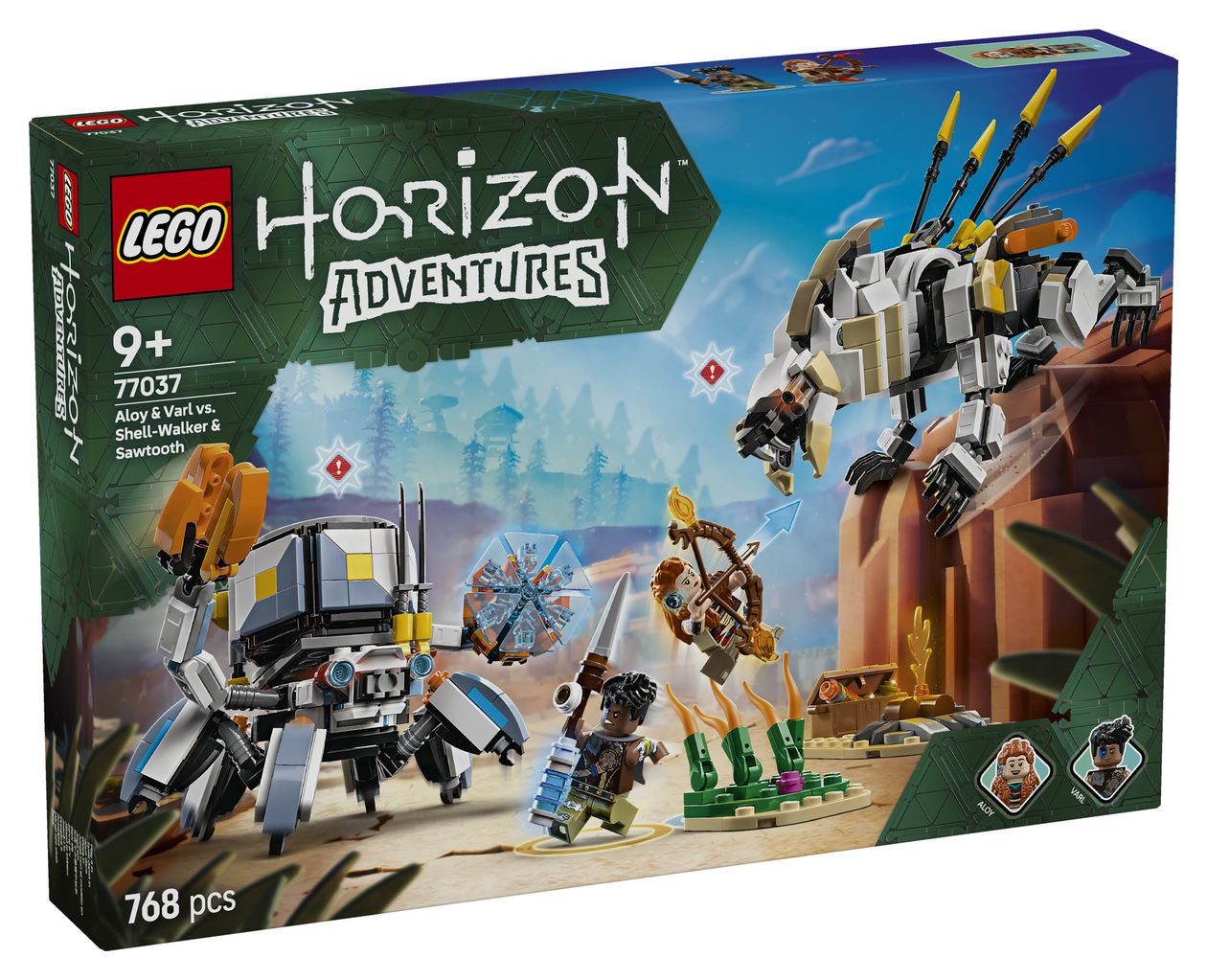 Horizon Adventures Aloy und Varl vs. Panzerwanderer und Sägezahn Bauset 768 Teile  (Mehrfarbig) 