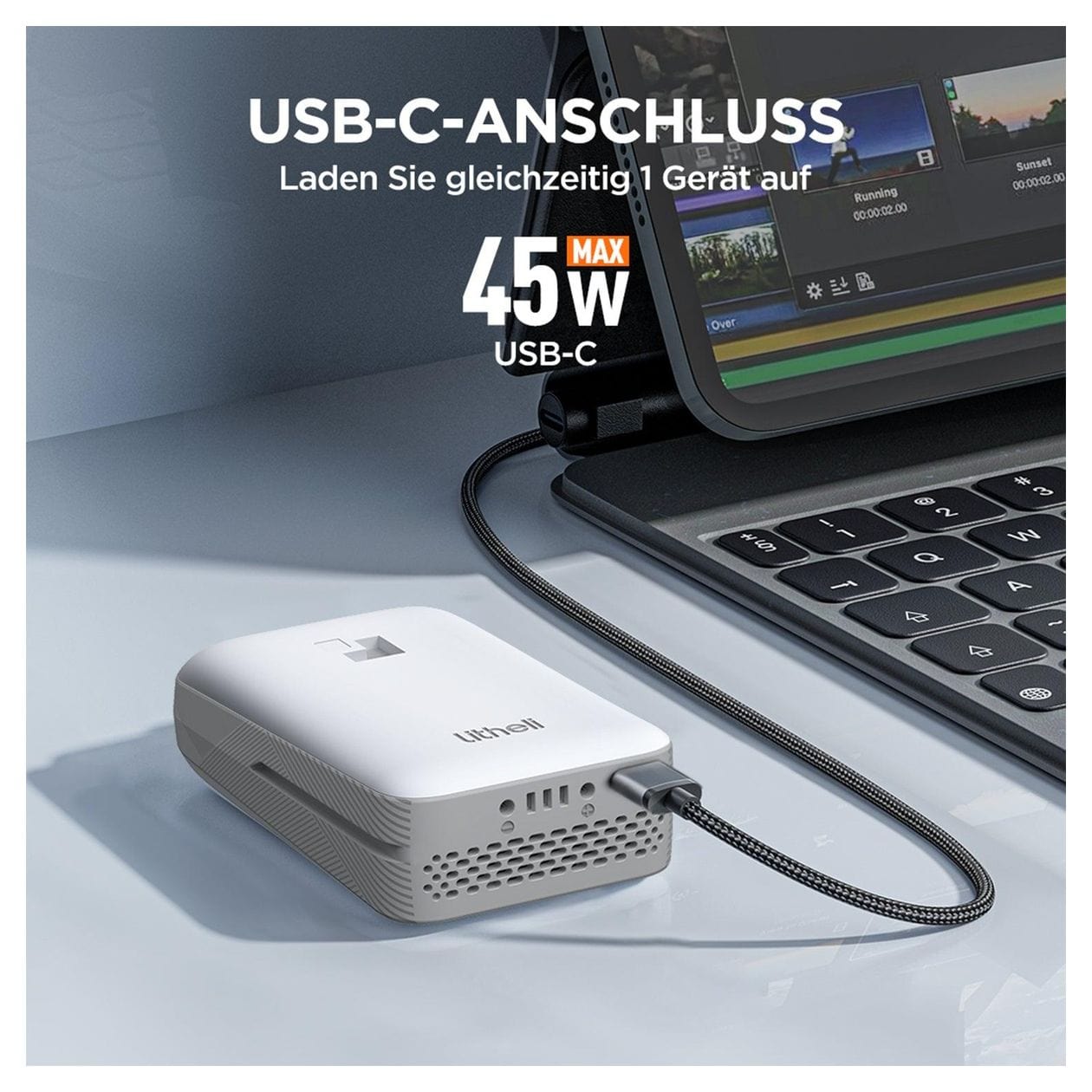 U20BY09 2-in-1 Akku 20000 mAh Powerbank USB Typ-C  (Grau/Weiß) 
