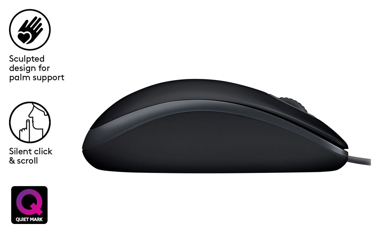 B110 Silent 1000 DPI Büro Maus Optisch  (Schwarz) 