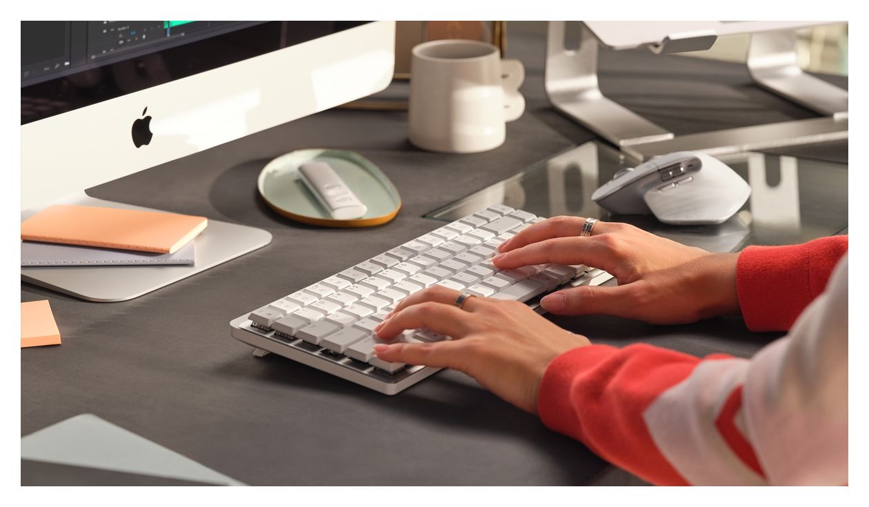 MX Mini Mechanical for Mac LED Büro Tastatur RF Wireless + Bluetooth 2.4 GHz  (Grau) 
