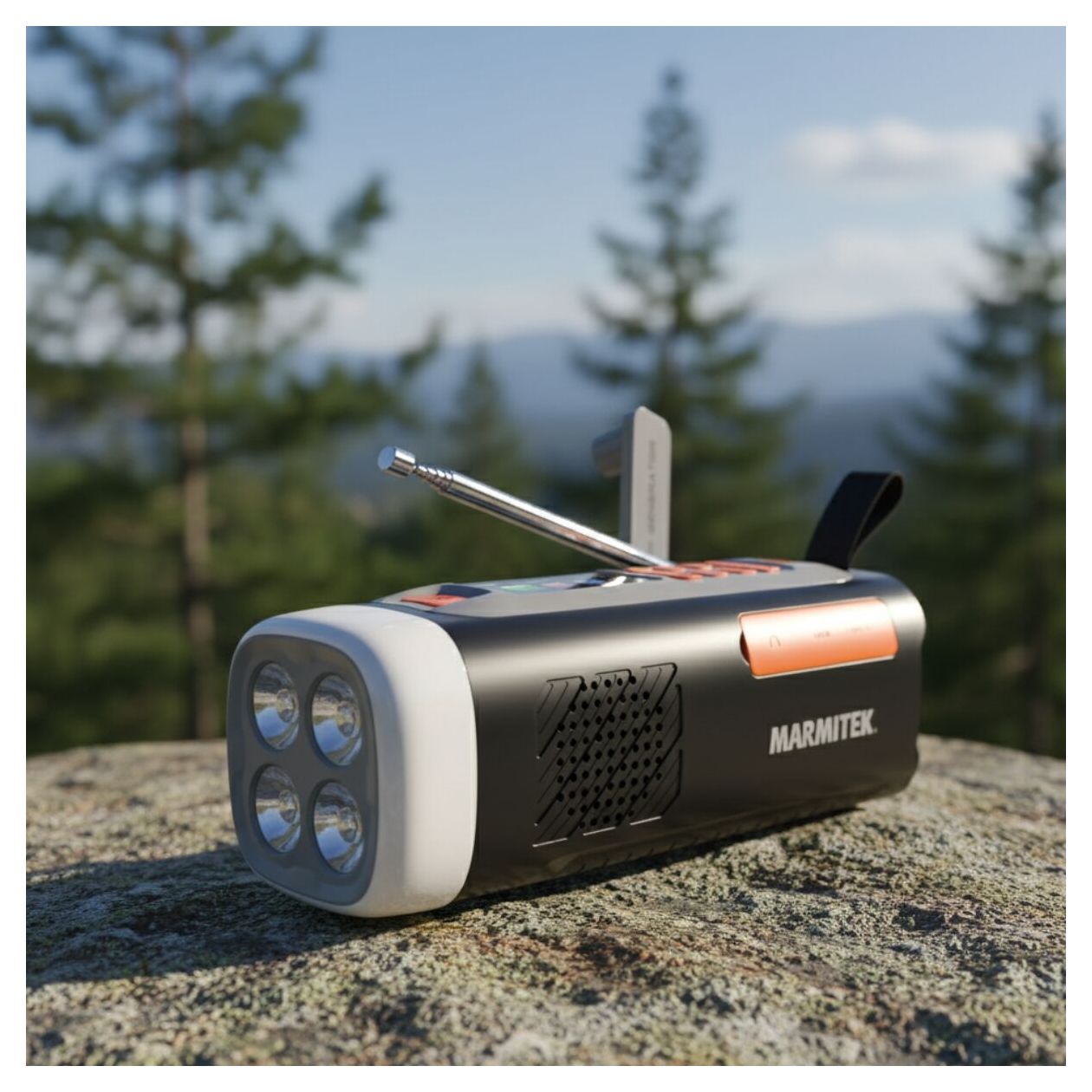 RESQ200 Kurbelradio Bluetooth DAB, DAB+, FM Radio Tragbar IPX3  (Schwarz) 