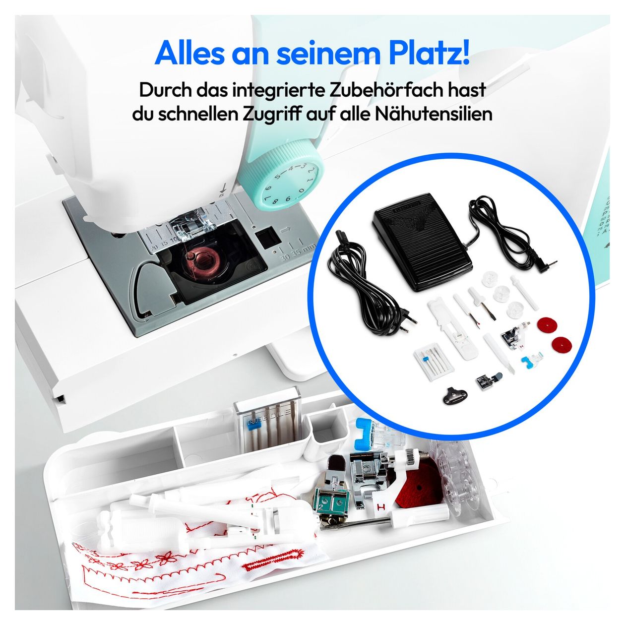 LIFE® Digitale Nähmaschine SD36 (MD11881) einstellbare Stichlänge und Stichbreite, 270 Stichmuster, Integriertes Zubehörfach, 36 Watt Motorleistung 