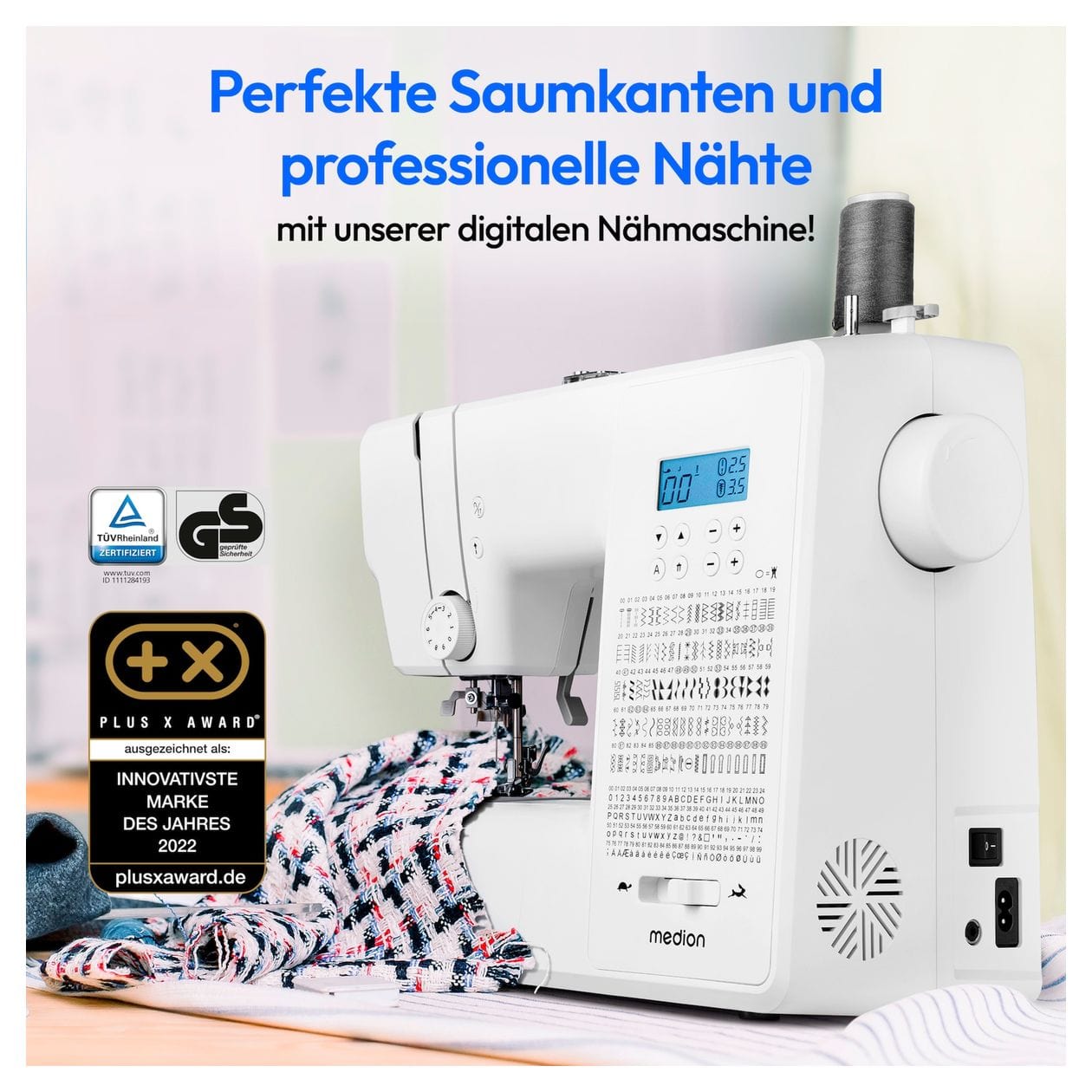 LIFE® Digitale Nähmaschine SD36 (MD11881) einstellbare Stichlänge und Stichbreite, 270 Stichmuster, Integriertes Zubehörfach, 36 Watt Motorleistung 