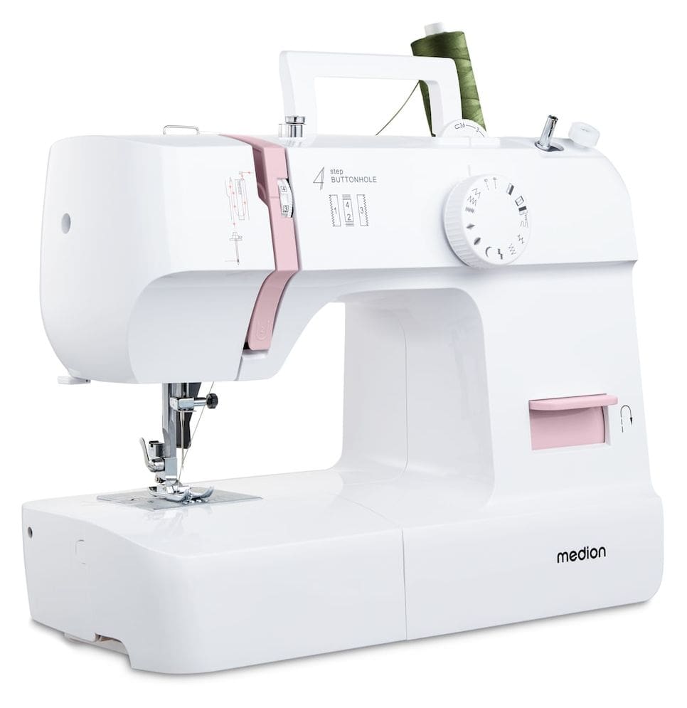 LIFE Nähmaschine SM70 (MD 11179) 12 verschiedene Stickmuster, 4 Schritte Knoploch, einstellbare Stichlänge, 70 Watt Motorleistung 