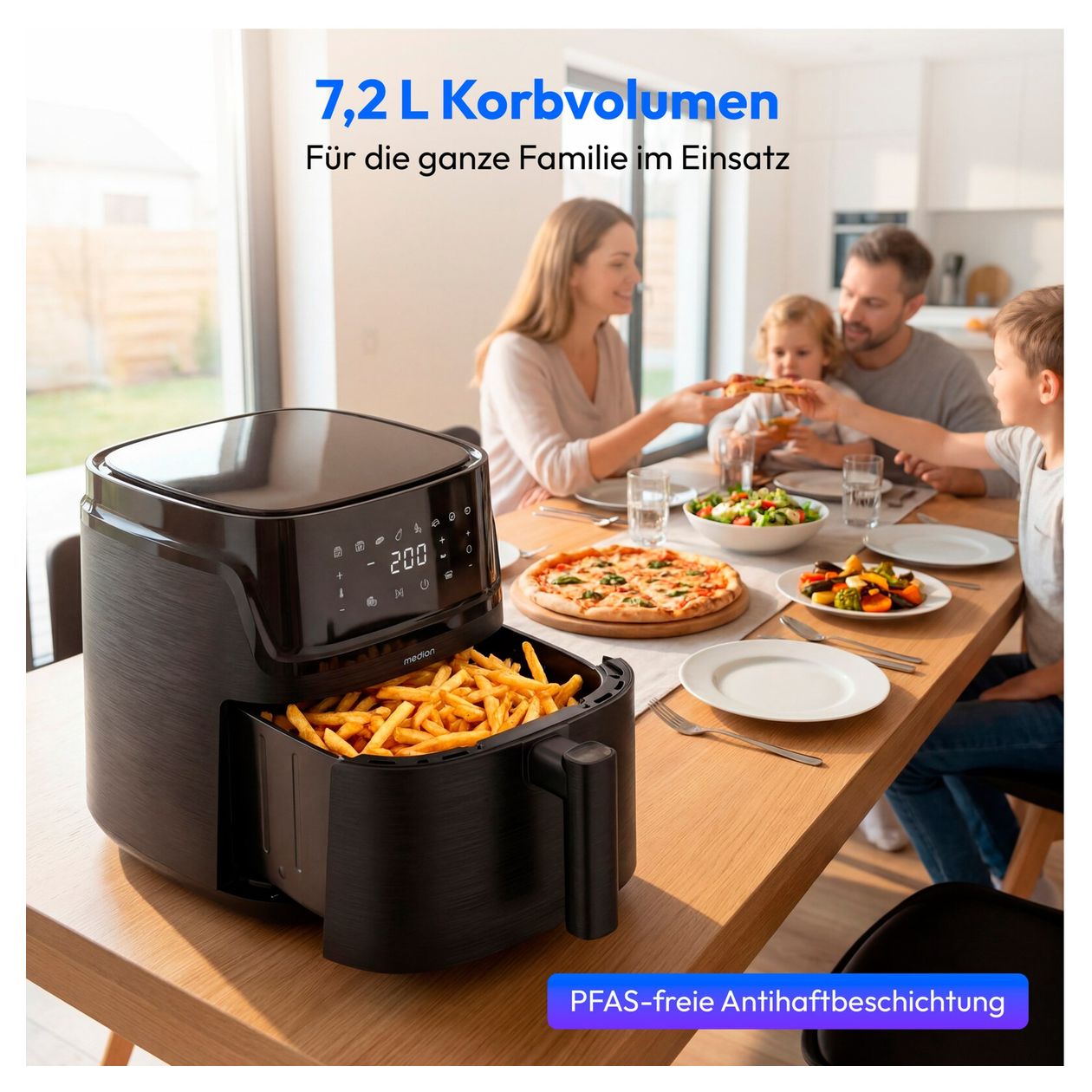Life P15 XL Eigenständig Heißluftfritteuse 7,2 l 1650 W  (Schwarz) 