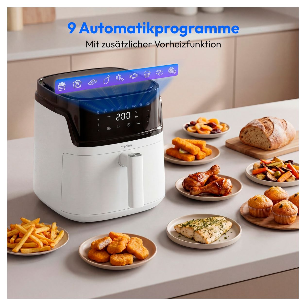 Life P15 XL Heißluftfritteuse 7,2 l 1650 W  (Weiß, Schwarz) 