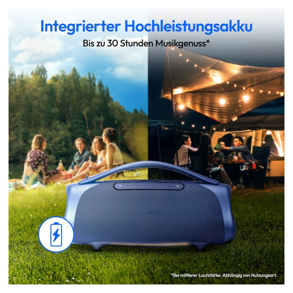 Life P61768 100 W Bluetooth Lautsprecher IPX7 Laufzeit bis 30 h  (Blau) 