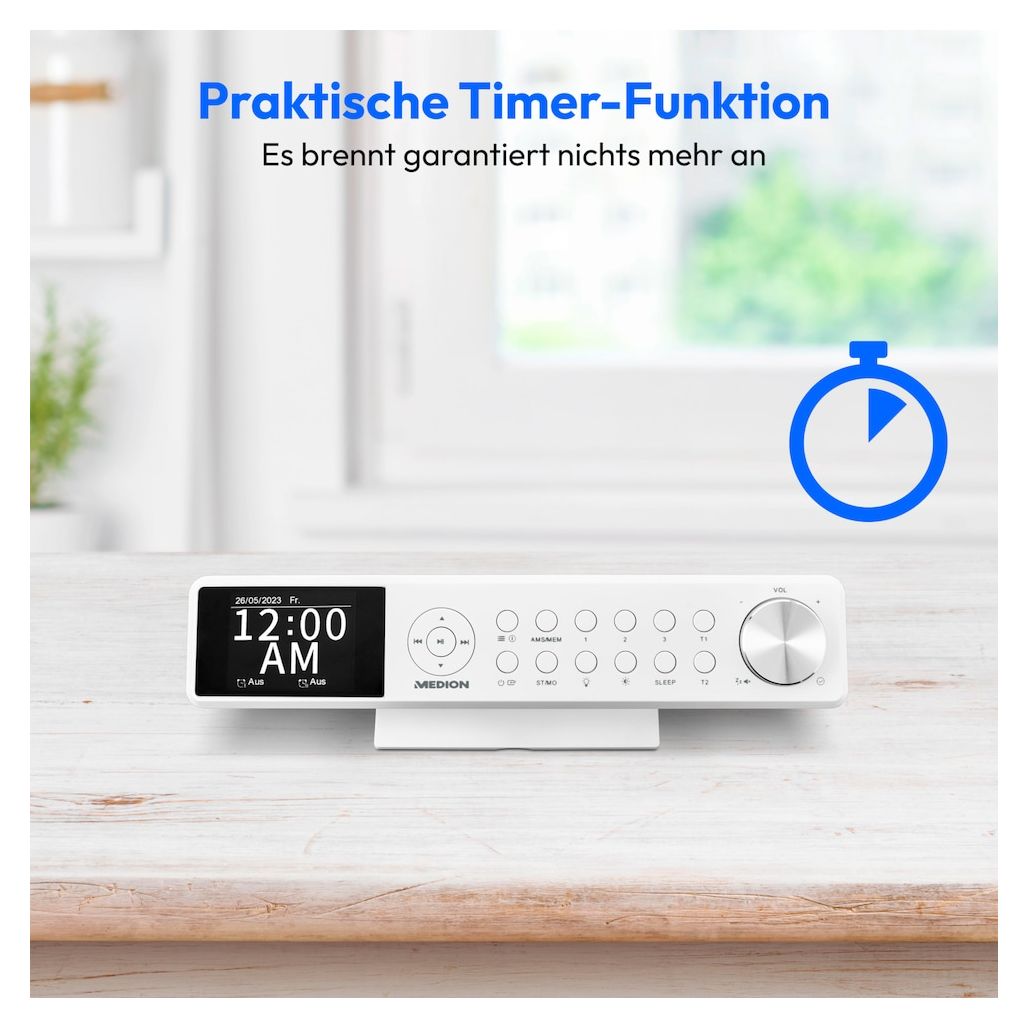 Life P66750 Bluetooth DAB+, PLL, UKW Radio Uhr  (Weiß) 