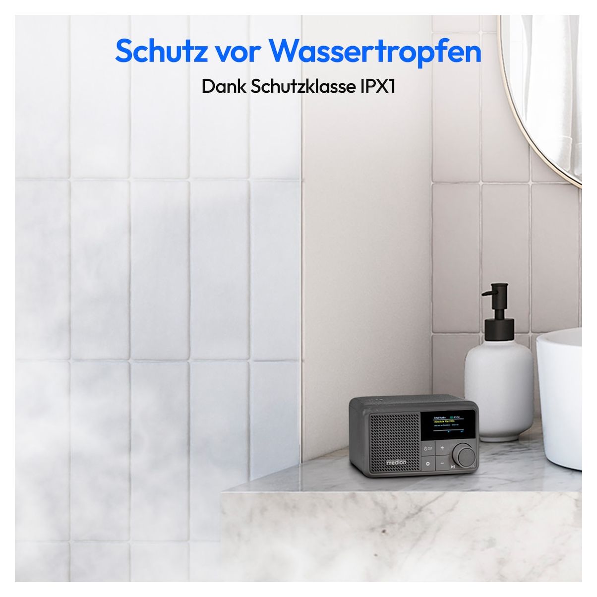 Life S66822 Bluetooth DAB+, UKW Radio Tragbar IPX1  (Grau) 