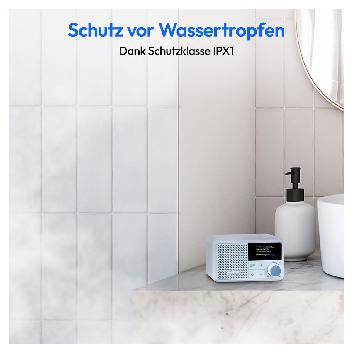 Life S66822 Bluetooth DAB+, UKW Radio Tragbar IPX1  (Aqua-Farbe) 