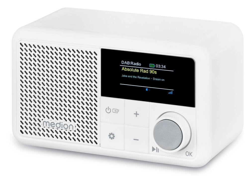 Life S66822 Bluetooth DAB+, UKW Radio Tragbar IPX1  (Weiß) 
