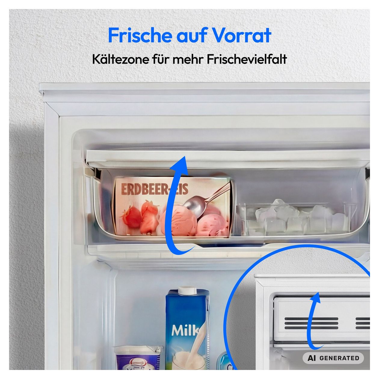 MD370033 90 l / 80 l Tischkühlschrank EEK: E 85 kWh Jahr  (Weiß) 
