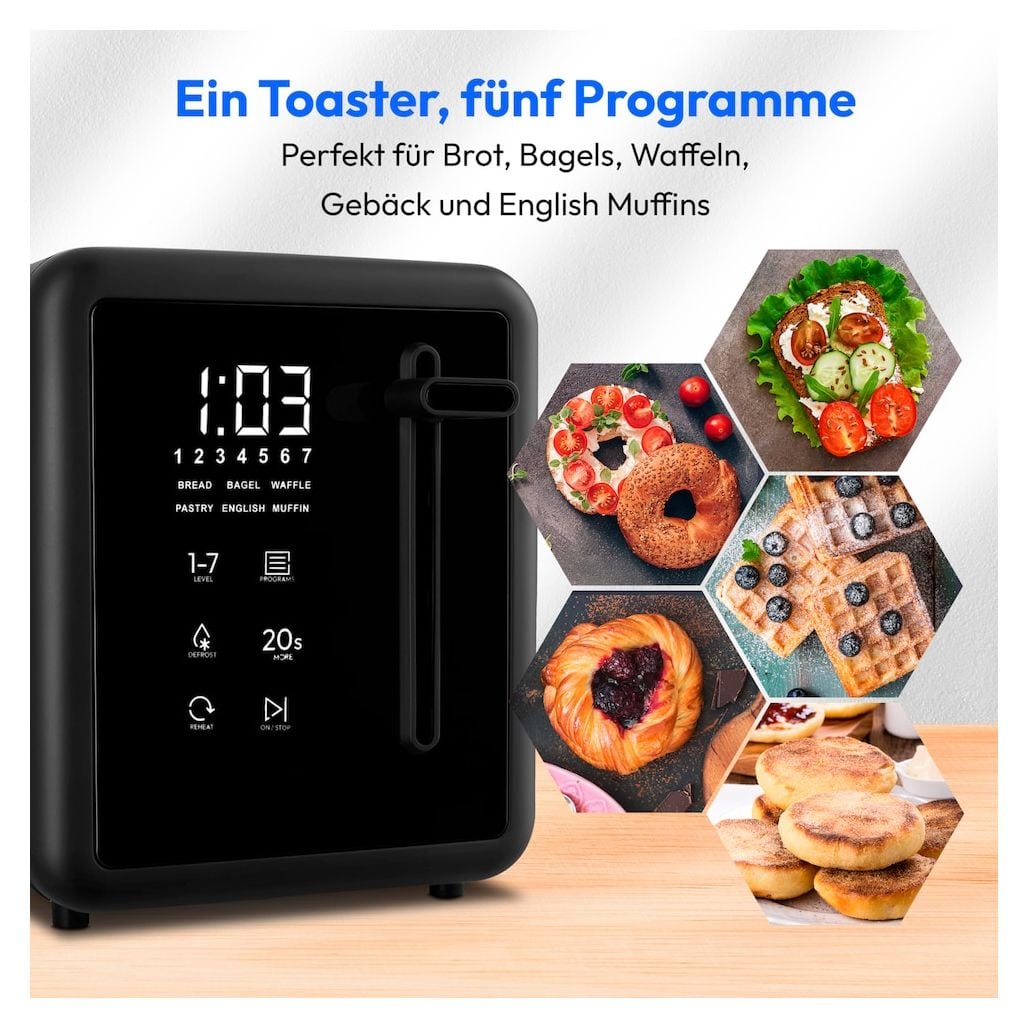 MD12103 Toaster 1450 W 4 Scheibe(n) 7 Stufen  (Schwarz) 