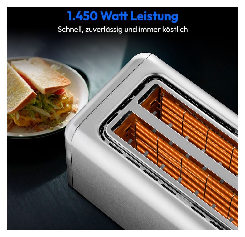 MD12103 Toaster 1450 W 4 Scheibe(n) 7 Stufen  (Silber) 