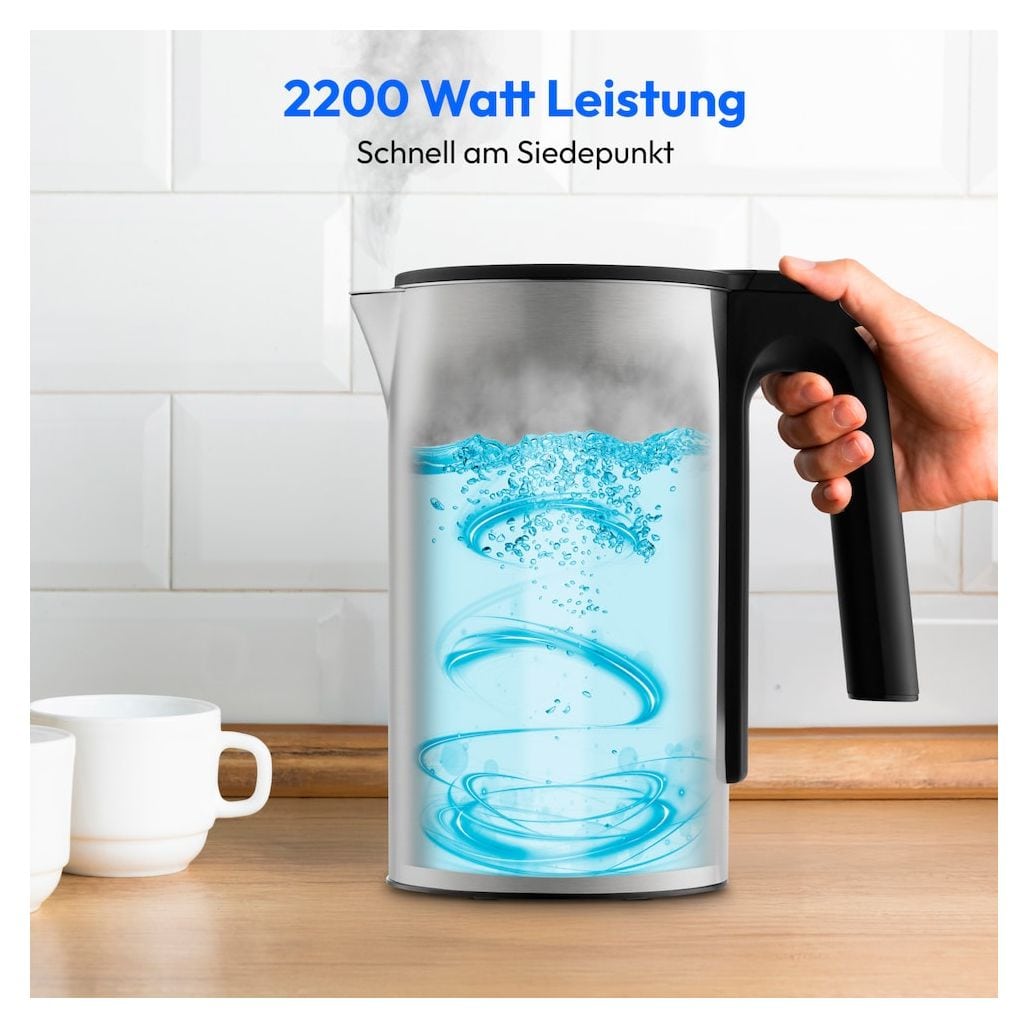 MD12106 1,5 l Wasserkocher 2200 W  (Schwarz, Edelstahl) 