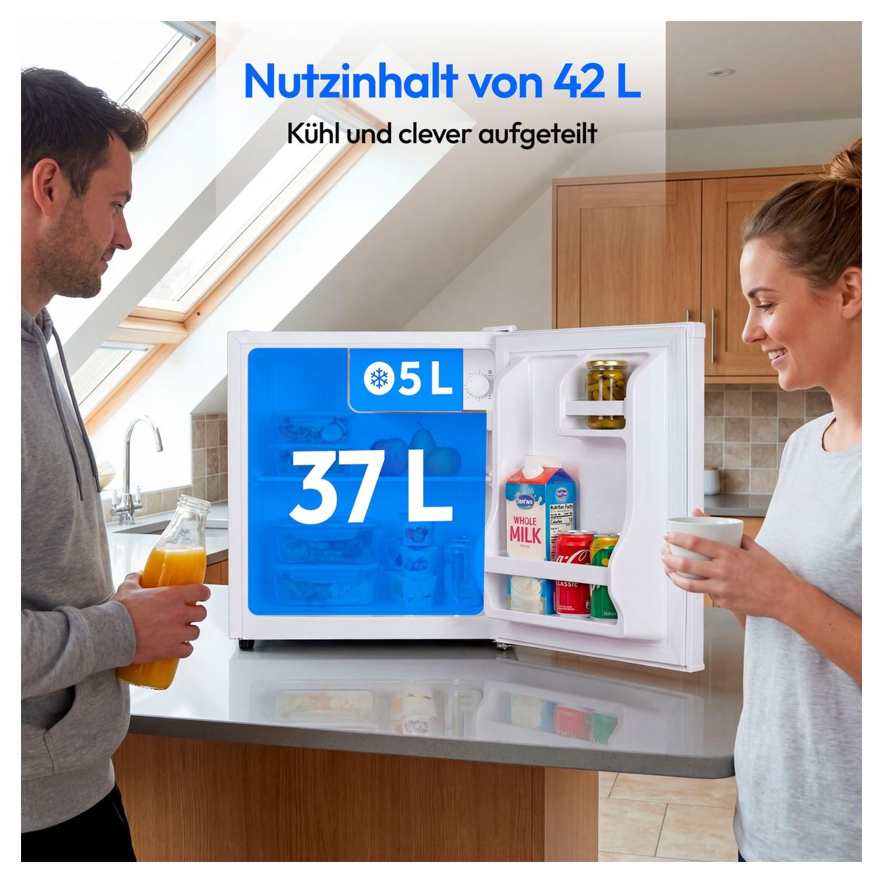 MD370001 42 l / 37 l Tischkühlschrank EEK: E 80 kWh Jahr  (Weiß) 