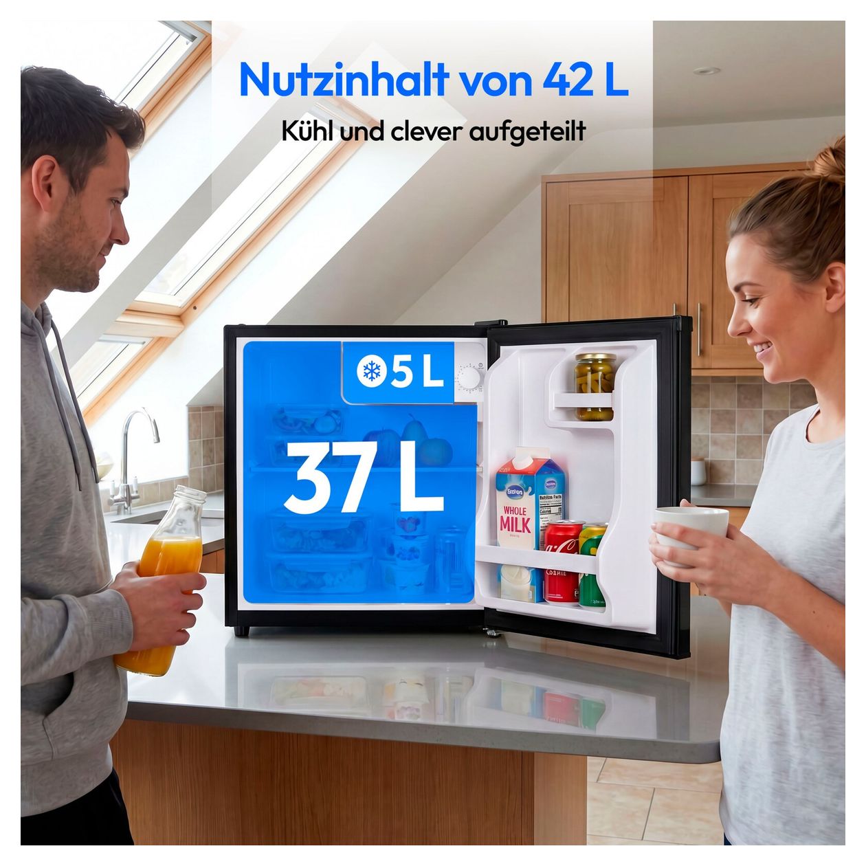 MD370001 42 l / 37 l Tischkühlschrank EEK: E 80 kWh Jahr  (Schwarz) 