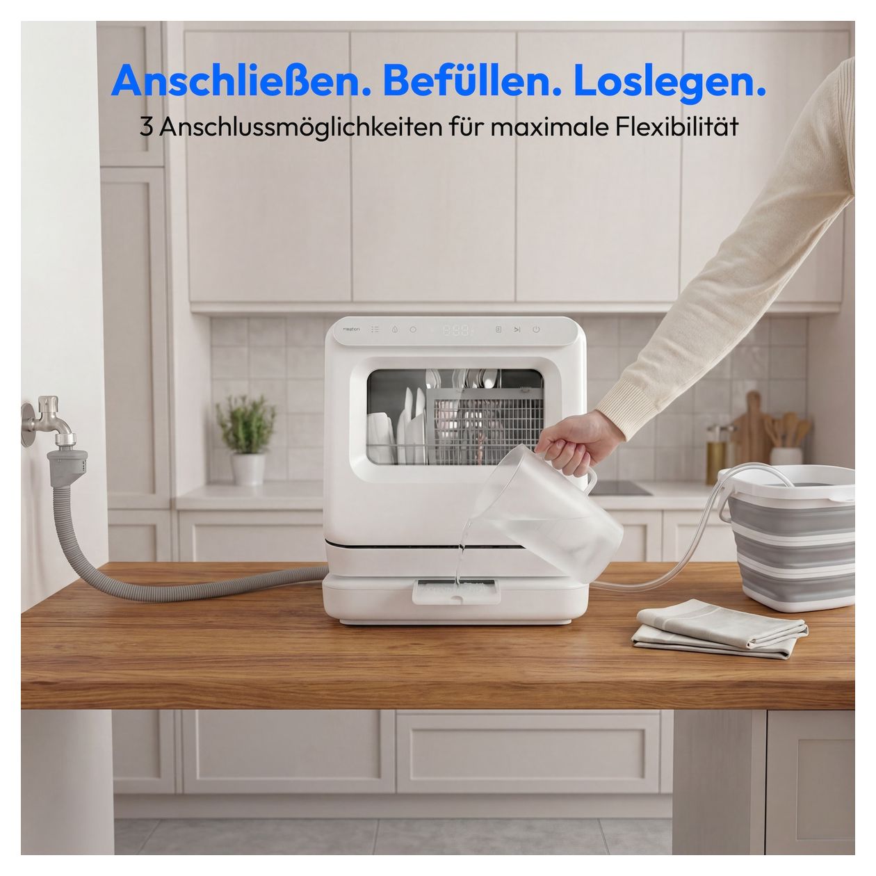 MD370022 45 cm Geschirrspüler freistehend 3 Maßgedecke (Weiß) 