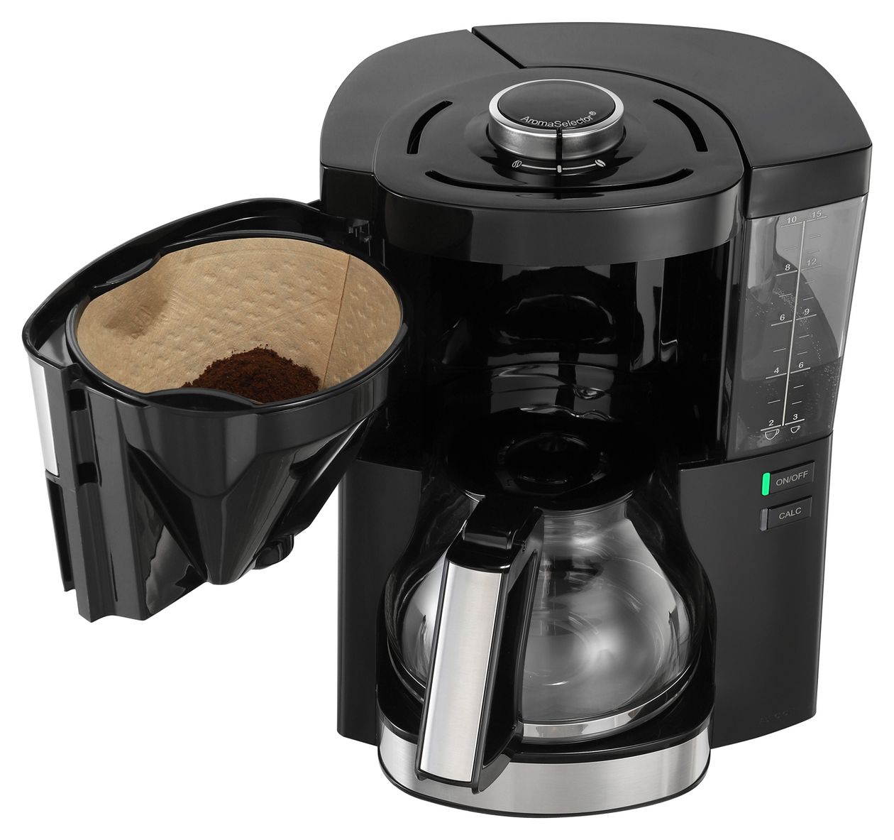 1025-06 15 Tassen Filterkaffeemaschine  (Schwarz, Silber) 