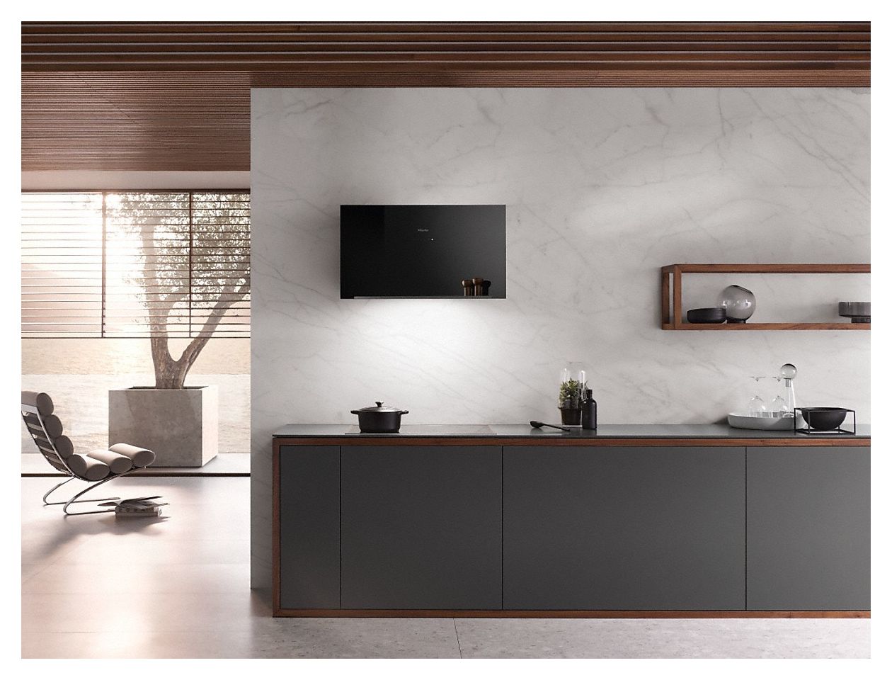 DA9091W Abluft/Umluft Dunstabzugshaube/Esse Wand 88 cm (Grau) 