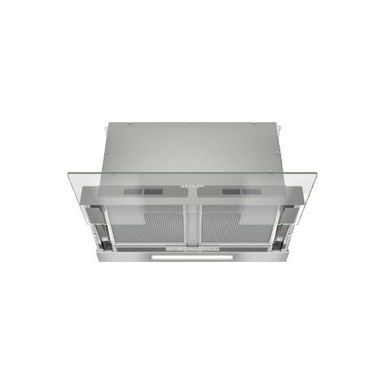 DAS4640 Abluft/Umluft Dunstabzugshaube/Esse Einbau 561 mm (Silber, Transparent) 