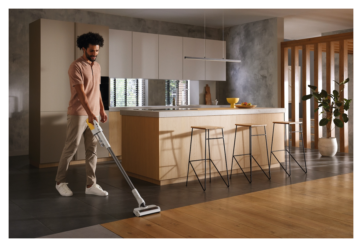 Duoflex HX1 Handstaubsauger Beutellos bis 55 min Laufzeit Hygienefilter  (Weiß, Gelb) 