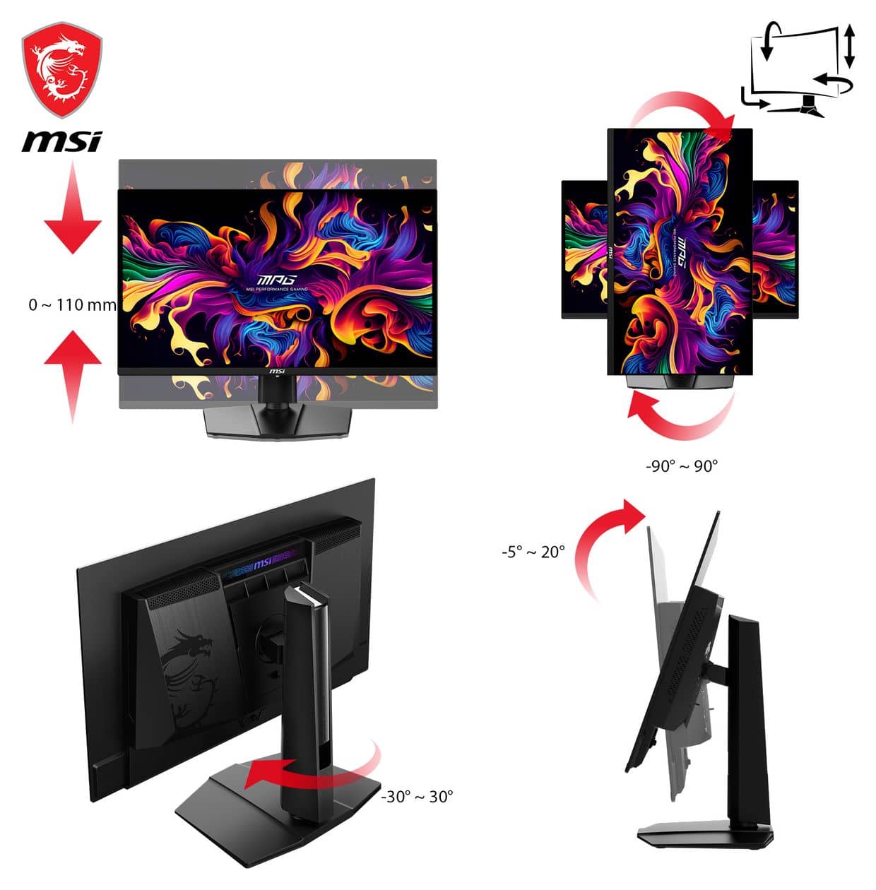 MPG 271QRXDE QD-OLED Quad HD Monitor 67,3 cm (26.5 Zoll) 16:9 1 ms 250 cd/m²  (Schwarz) 